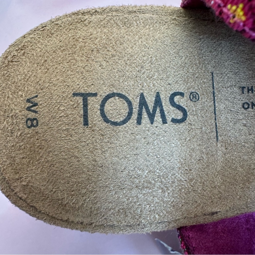 TOMS Majorca Pink Cutout Sandals Sz 8 Woven Ankle Strap NWT - Picture 7 of 10